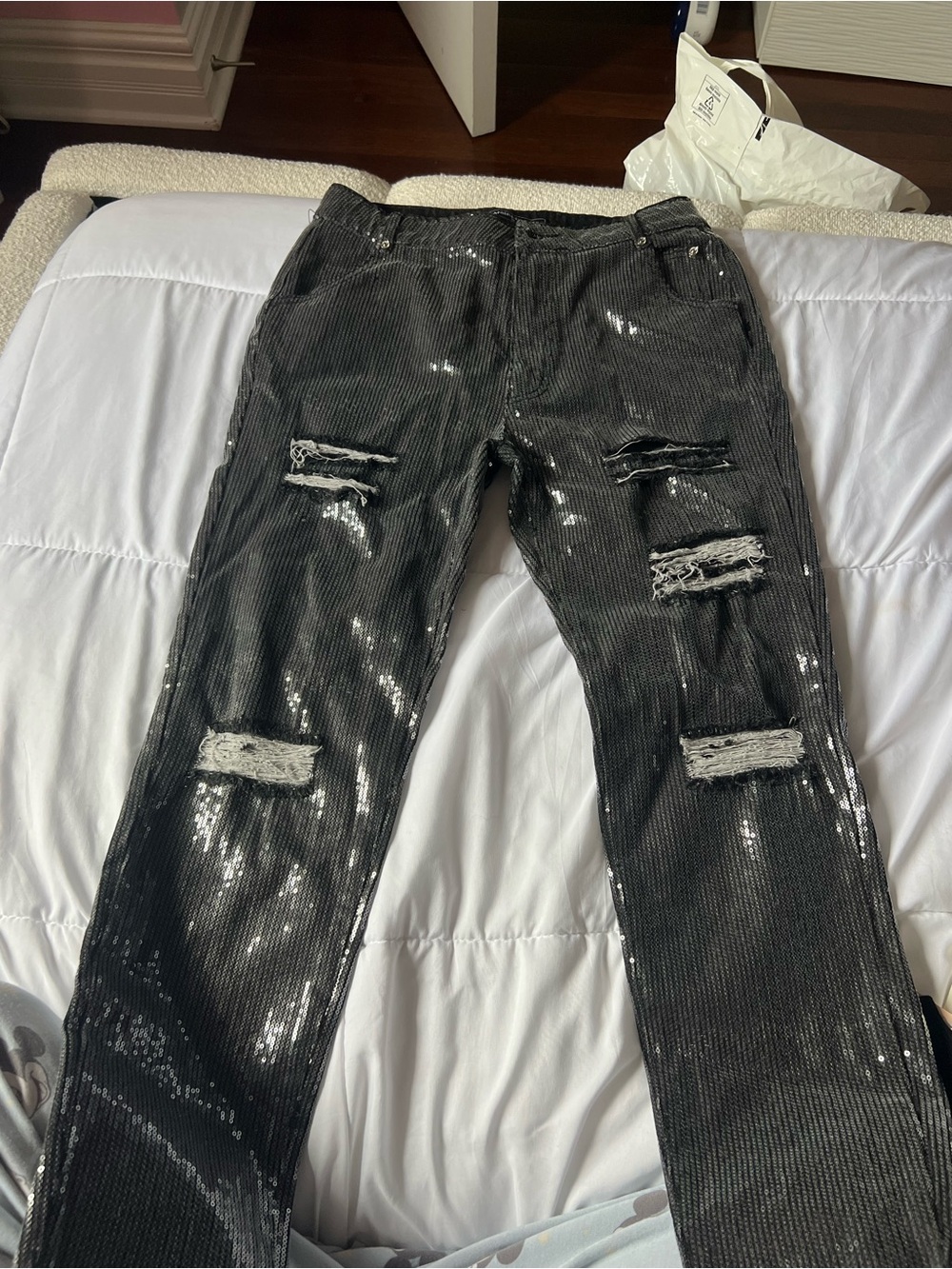 Manière De Voir Black Sequin High-Waist Pants